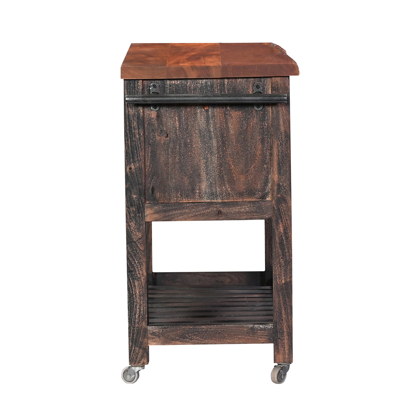 Wooden Kitchen Trolley with 4 Drawers & Open Shelf | Furniba