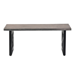 Industrial Grey Wooden Coffee Table with  Geometric Black Metal Legs