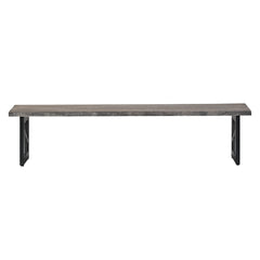 Industrial Grey Wooden Dining Bench with Geometric Black Metal Legs