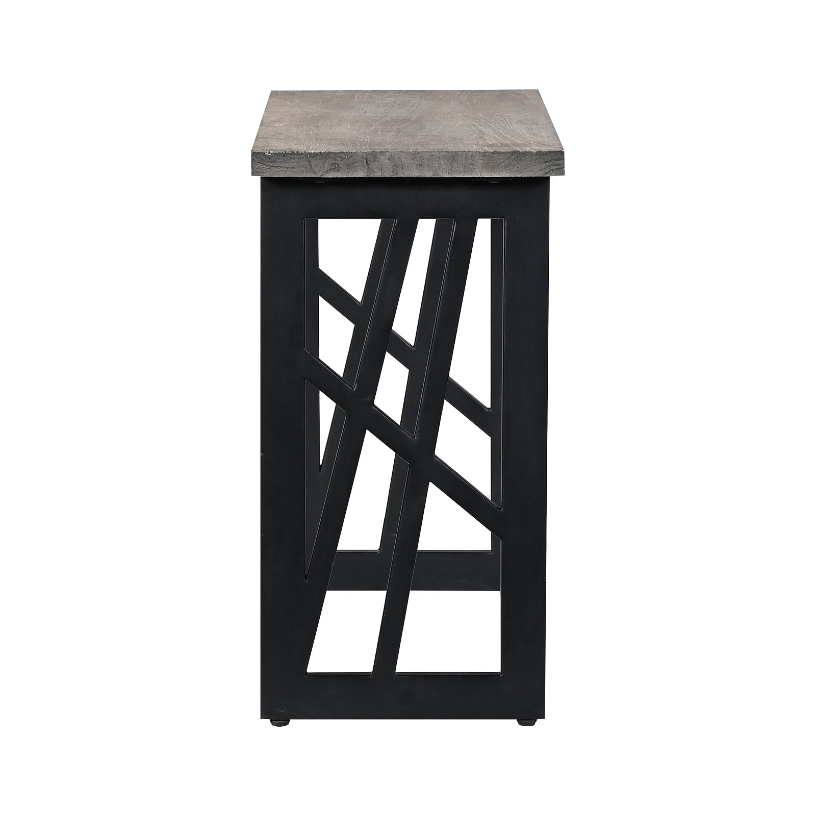 Industrial Grey Wooden Console Table with  Geometric Black Metal Legs