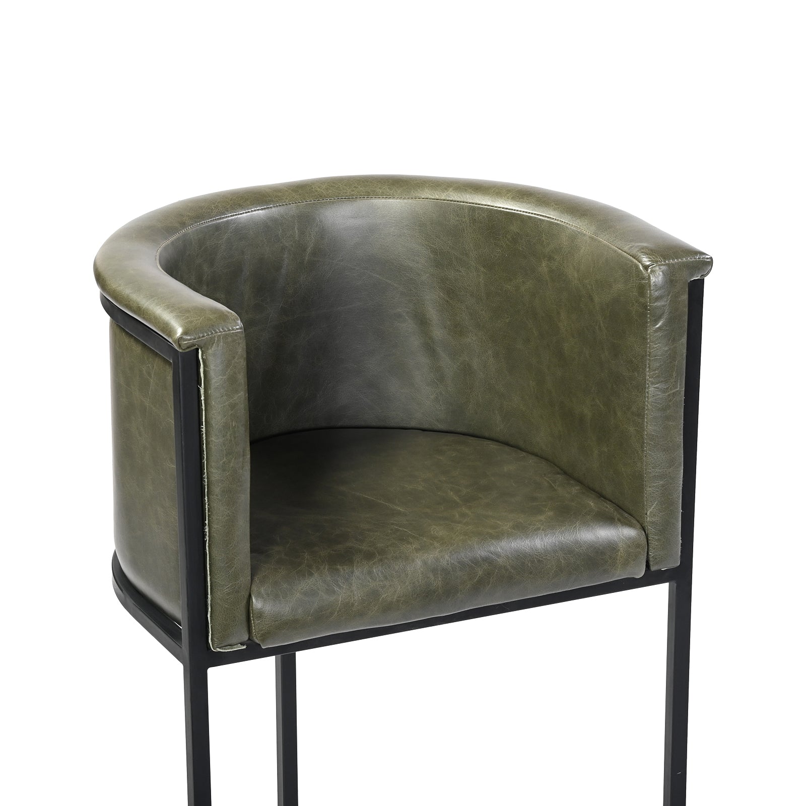 Olive Green Bar Stool with Back – Metal Frame & Footrest | Furniba