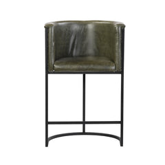Olive Green Bar Stool with Back – Metal Frame & Footrest | Furniba