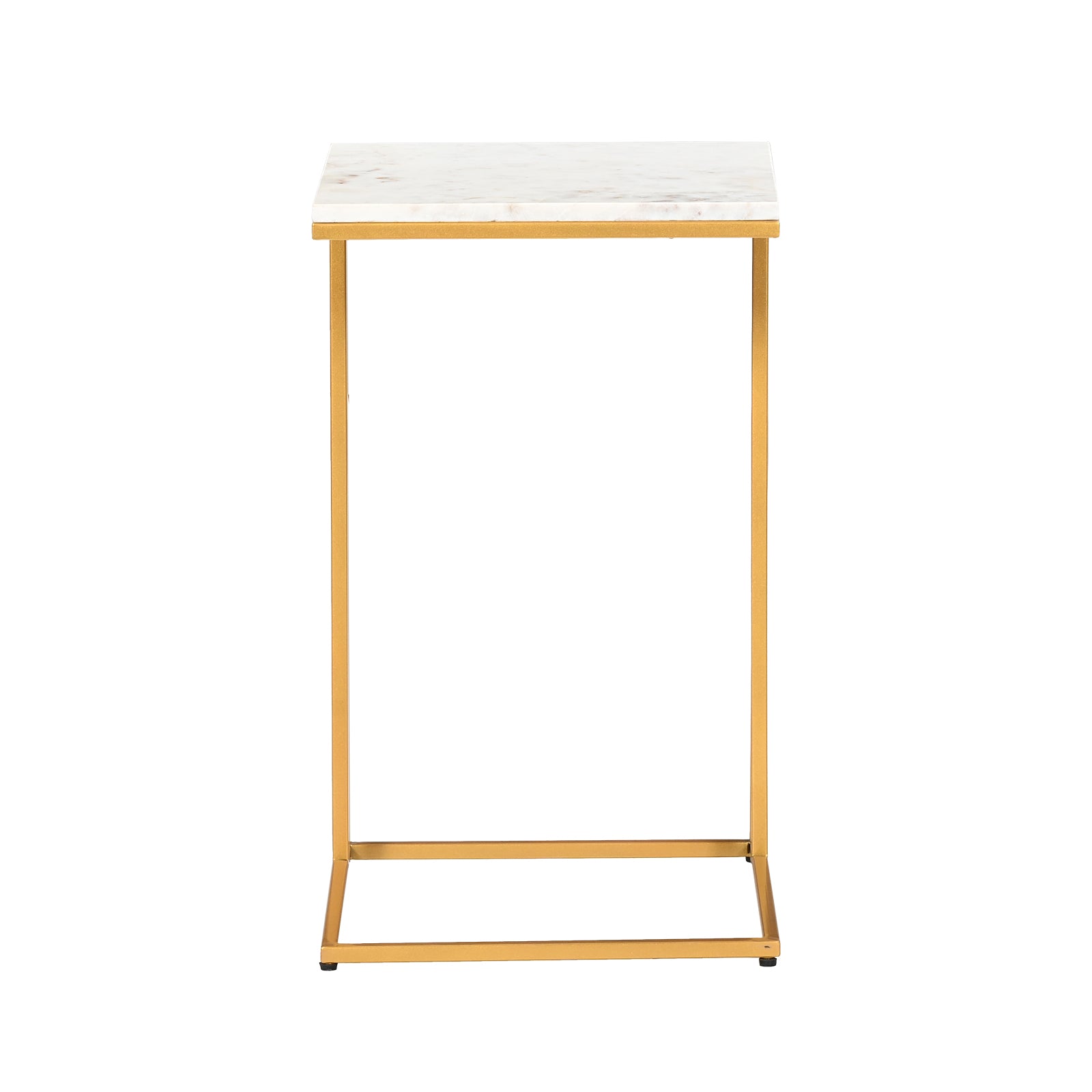 Modern White Marble C-Table Side  Table with Gold Metal Frame