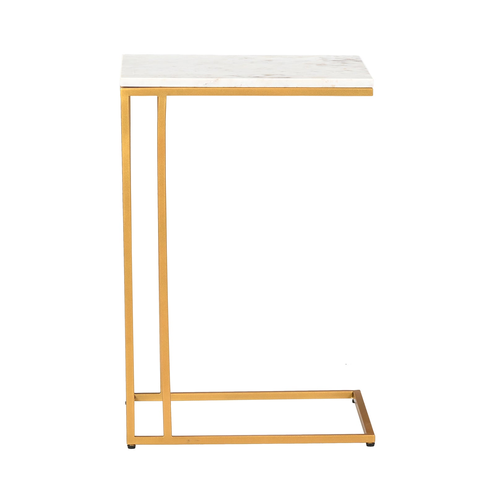 Modern White Marble C-Table Side  Table with Gold Metal Frame