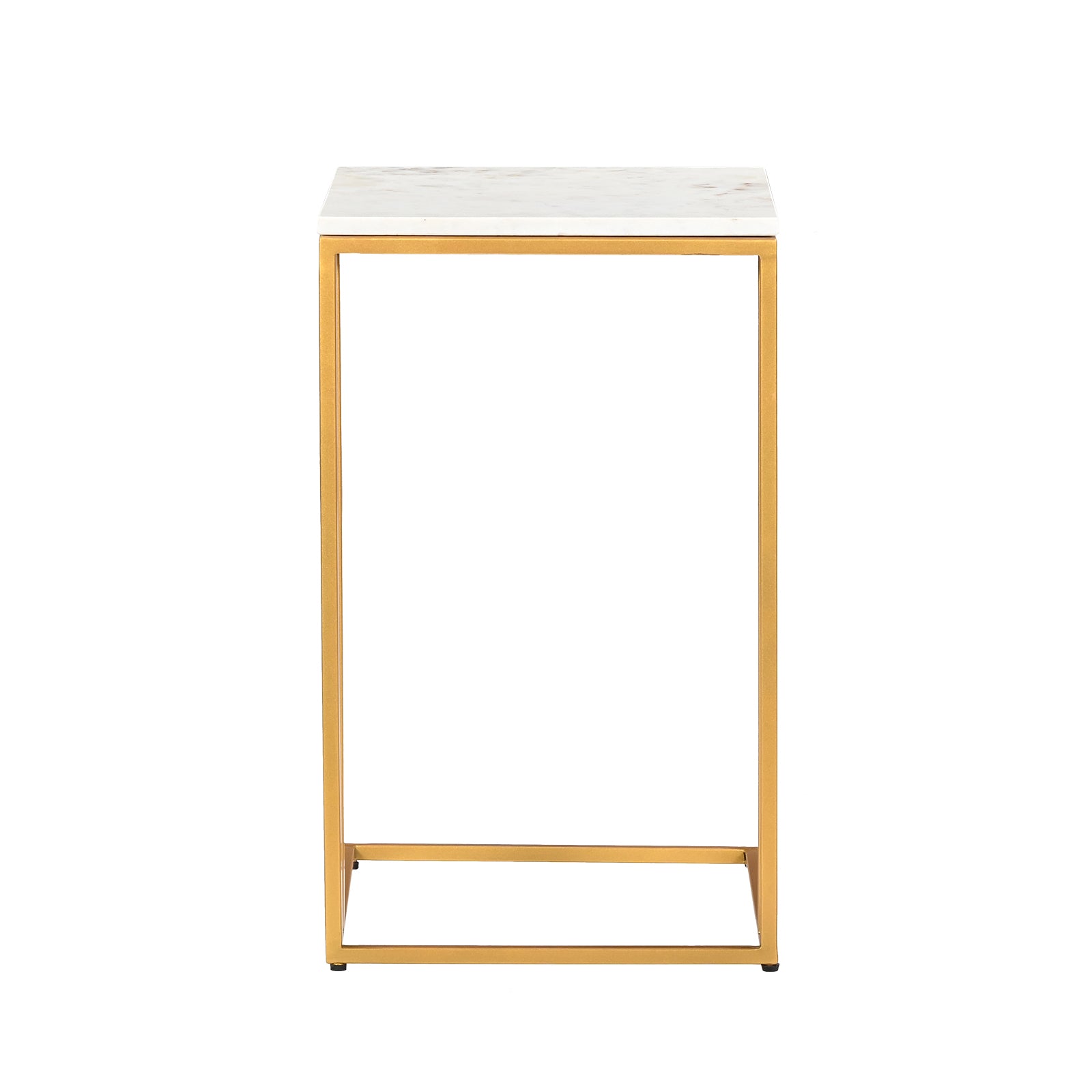 Modern White Marble C-Table Side  Table with Gold Metal Frame