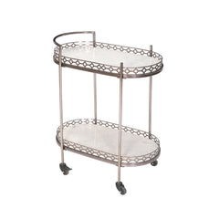Metal Bar Trolley – Oval 2-Tier Serving Cart with Wheels | Furniba
