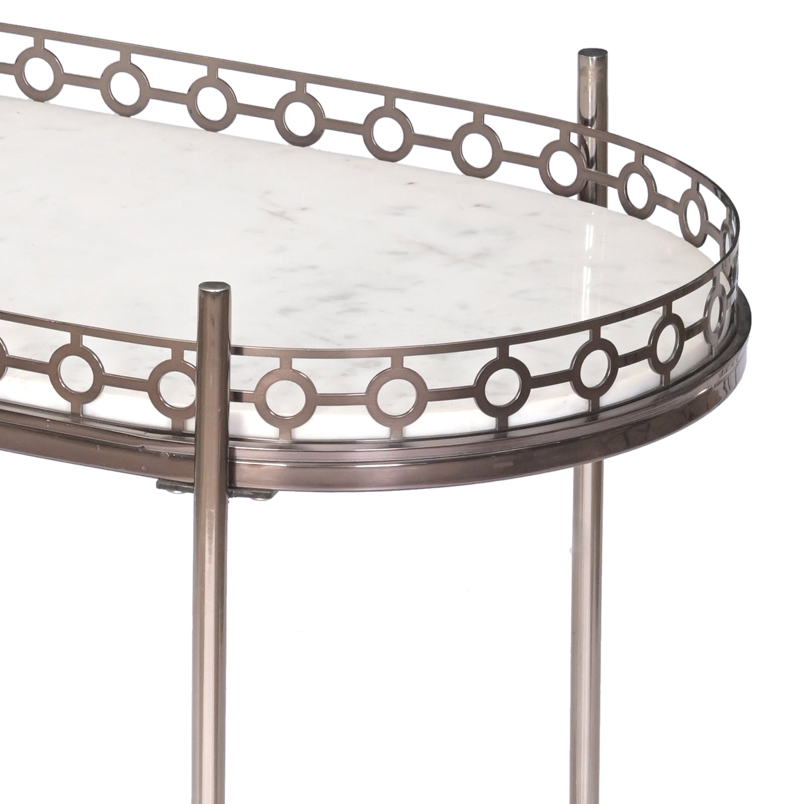 Metal Bar Trolley – Oval 2-Tier Serving Cart with Wheels | Furniba