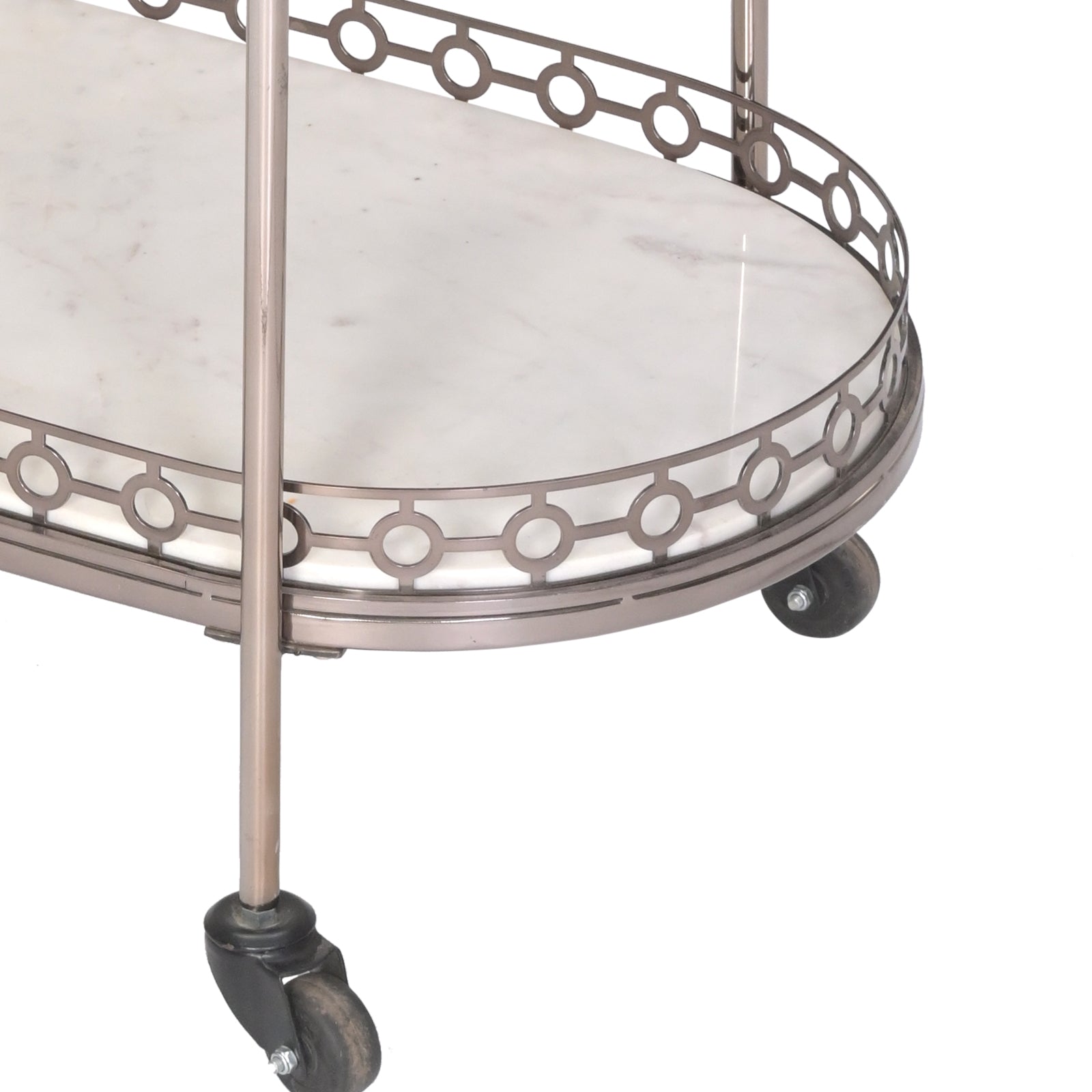 Metal Bar Trolley – Oval 2-Tier Serving Cart with Wheels | Furniba