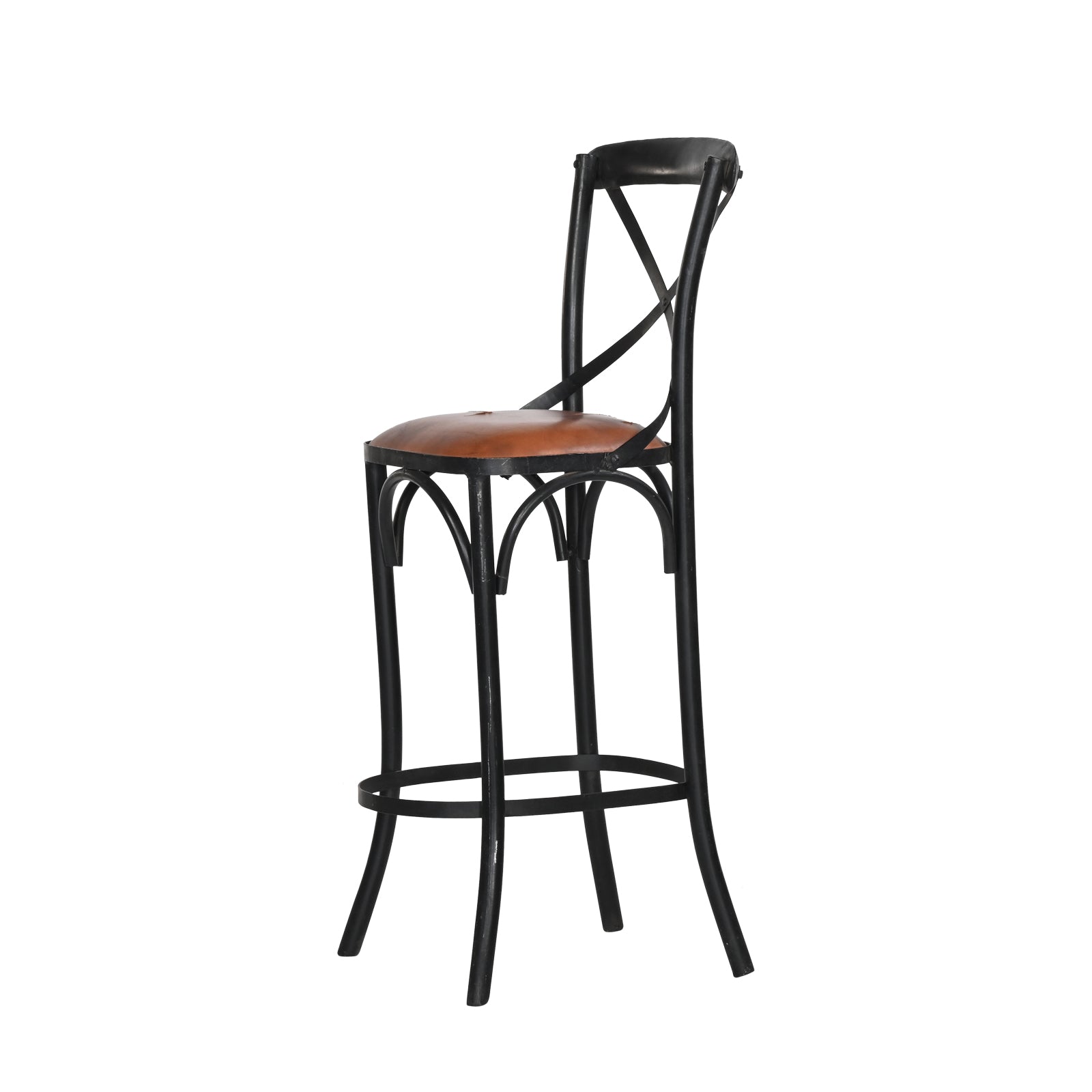 Metal Cross-Back Bar Chair – Crosston Leather-Look | Furniba