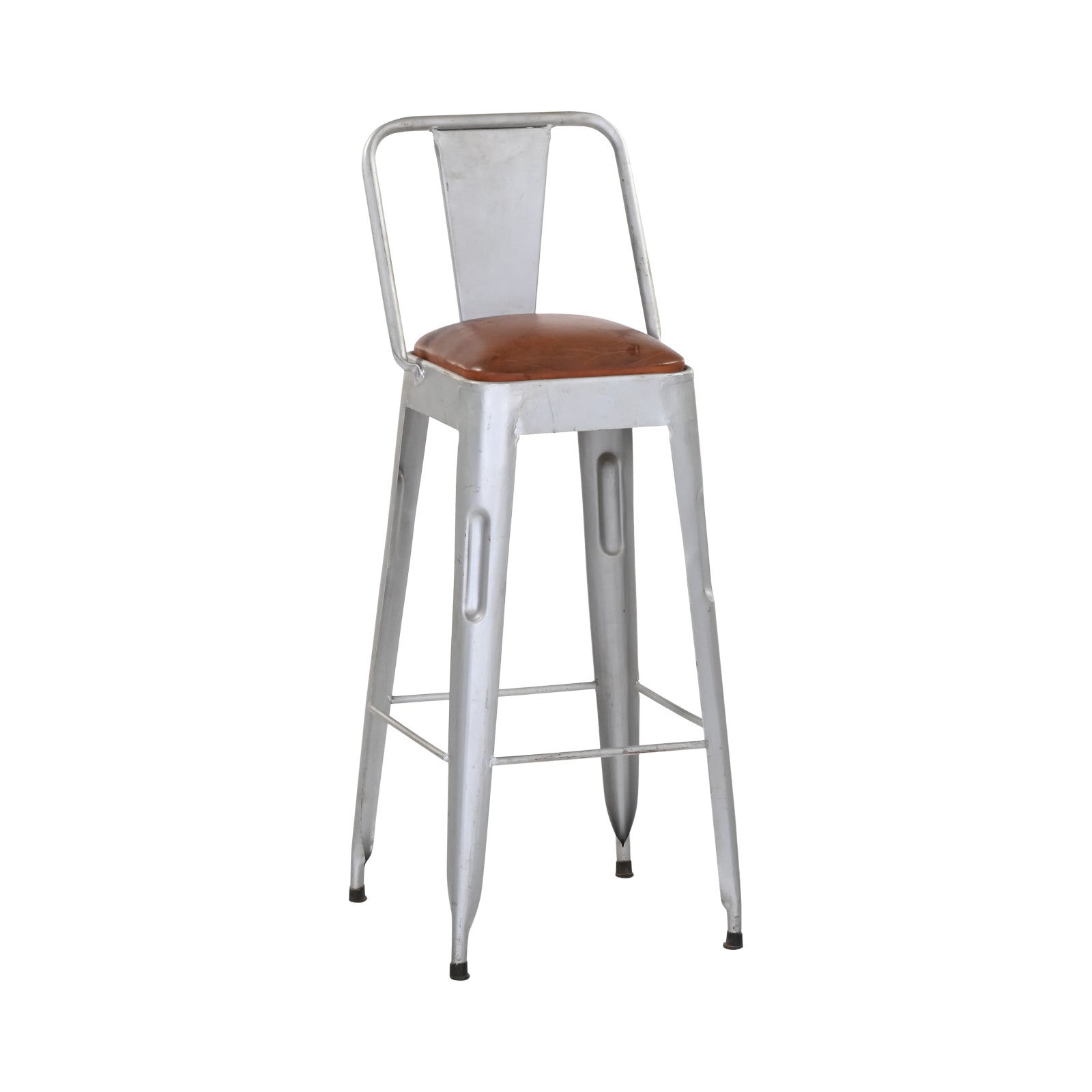White Metal Bar Chair – Riverton Leather-Look Seat | Furniba