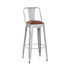 White Metal Bar Chair – Riverton Leather-Look Seat | Furniba