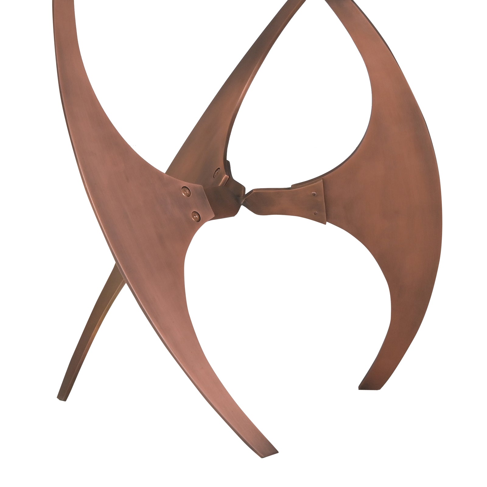 Round White Marble Side Table with  Curved Copper Metal Base