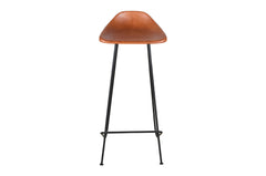 Leather Bar Stool – Tan Saddle Seat, Black Metal Frame | Furniba