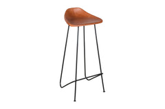 Leather Bar Stool – Tan Saddle Seat, Black Metal Frame | Furniba