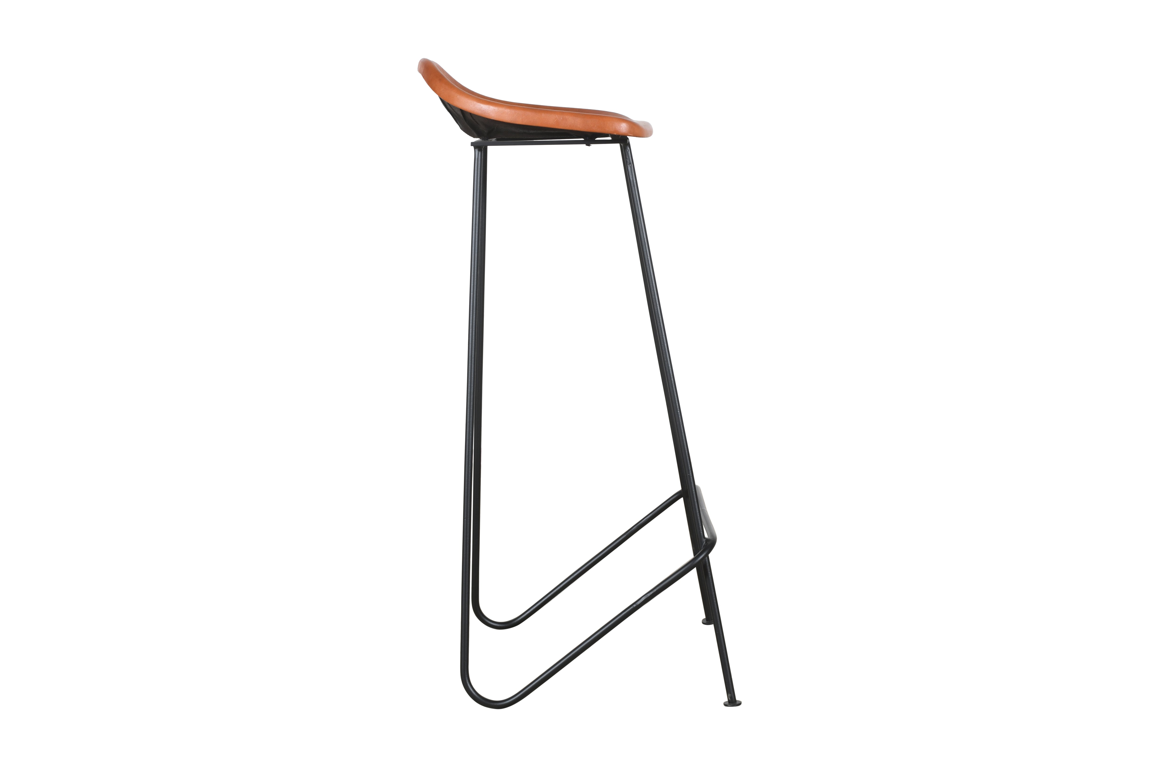 Leather Bar Stool – Tan Saddle Seat, Black Metal Frame | Furniba
