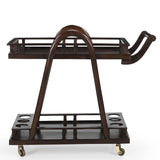 Wooden Bar Trolley – 2 Shelves & 6 Bottle Slots | Furniba