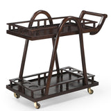 Wooden Bar Trolley – 2 Shelves & 6 Bottle Slots | Furniba
