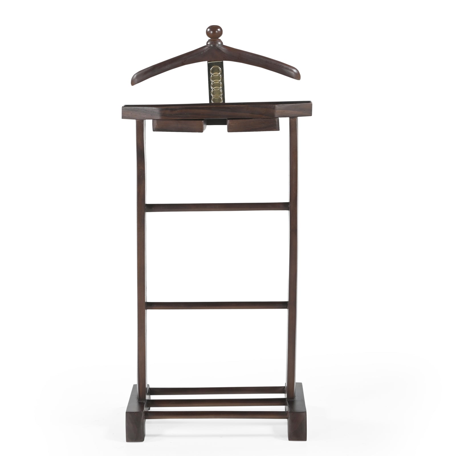 Wooden Valet Stand with Accessory Trays & Shoe Rack | Furniba
