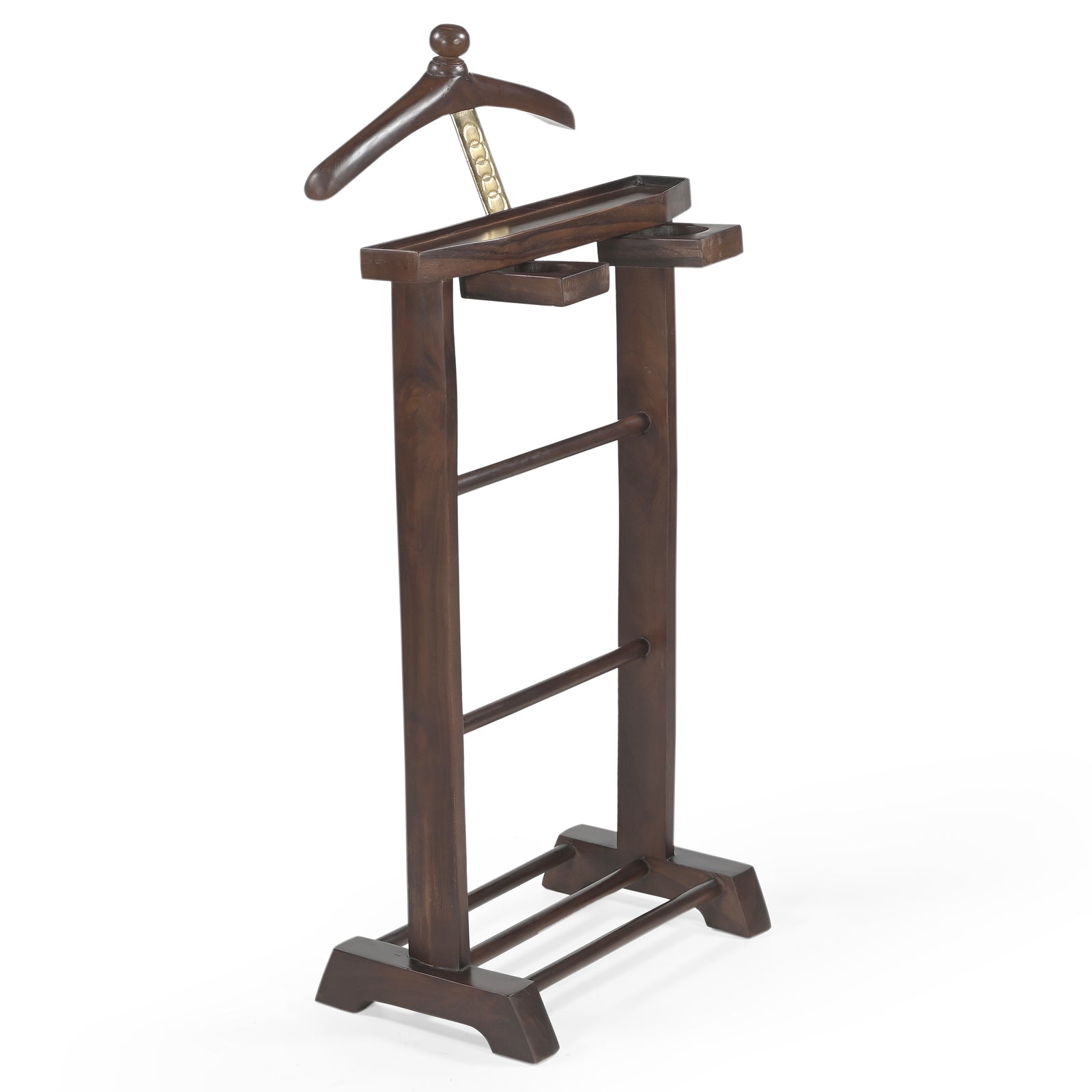 Wooden Valet Stand with Accessory Trays & Shoe Rack | Furniba