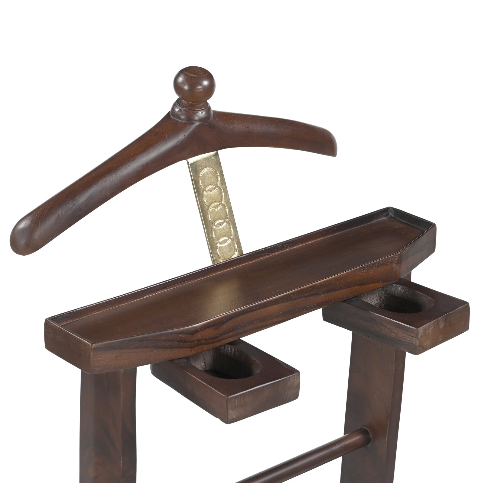 Wooden Valet Stand with Accessory Trays & Shoe Rack | Furniba