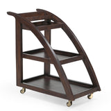 Wooden Serving Trolley – Curved Frame & Stepped Trays | Furniba
