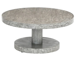 Modern Rustic Weathered Grey Solid Wood Round Coffee Table