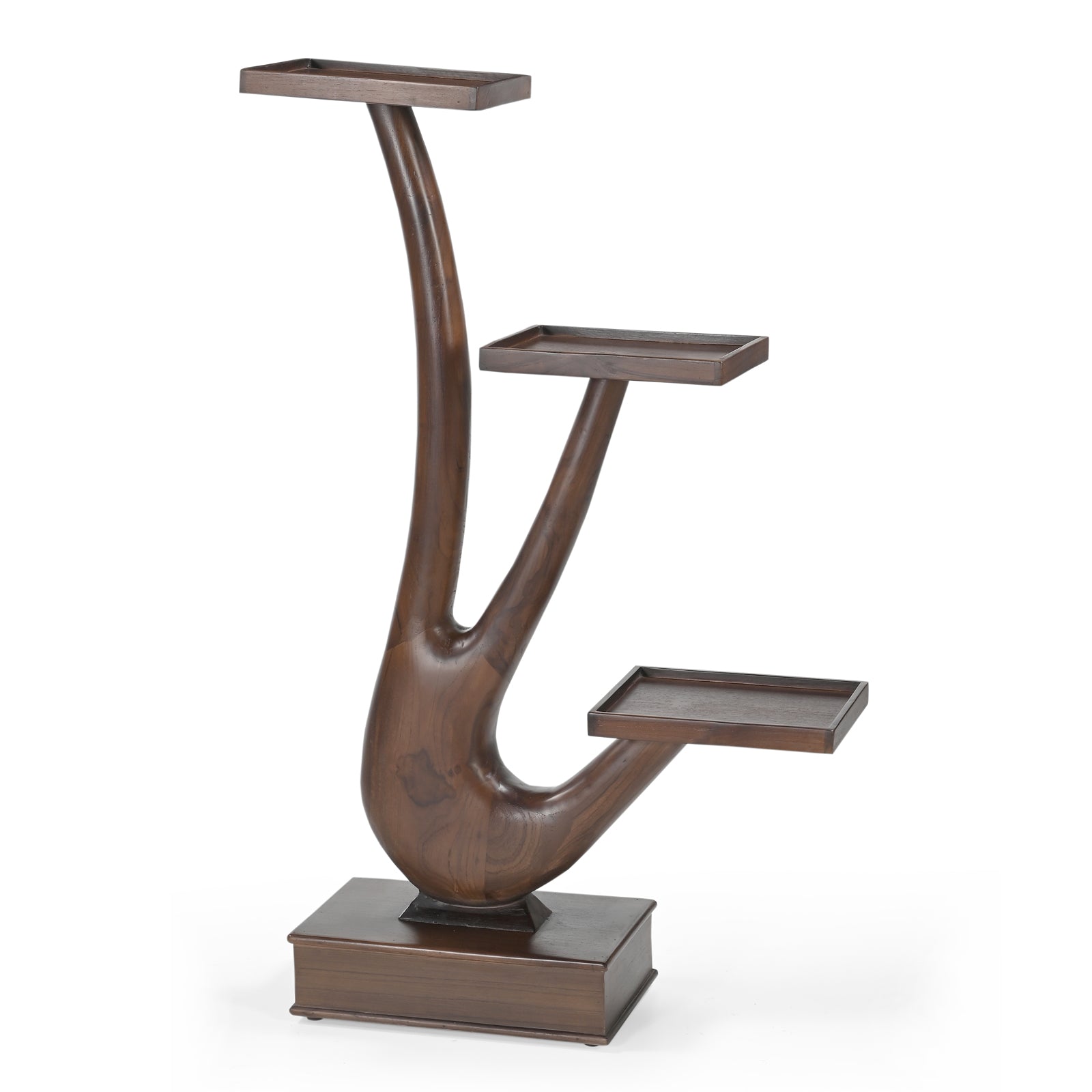 Sculptural 3-Tier Display Stand – Dark Brown – product view