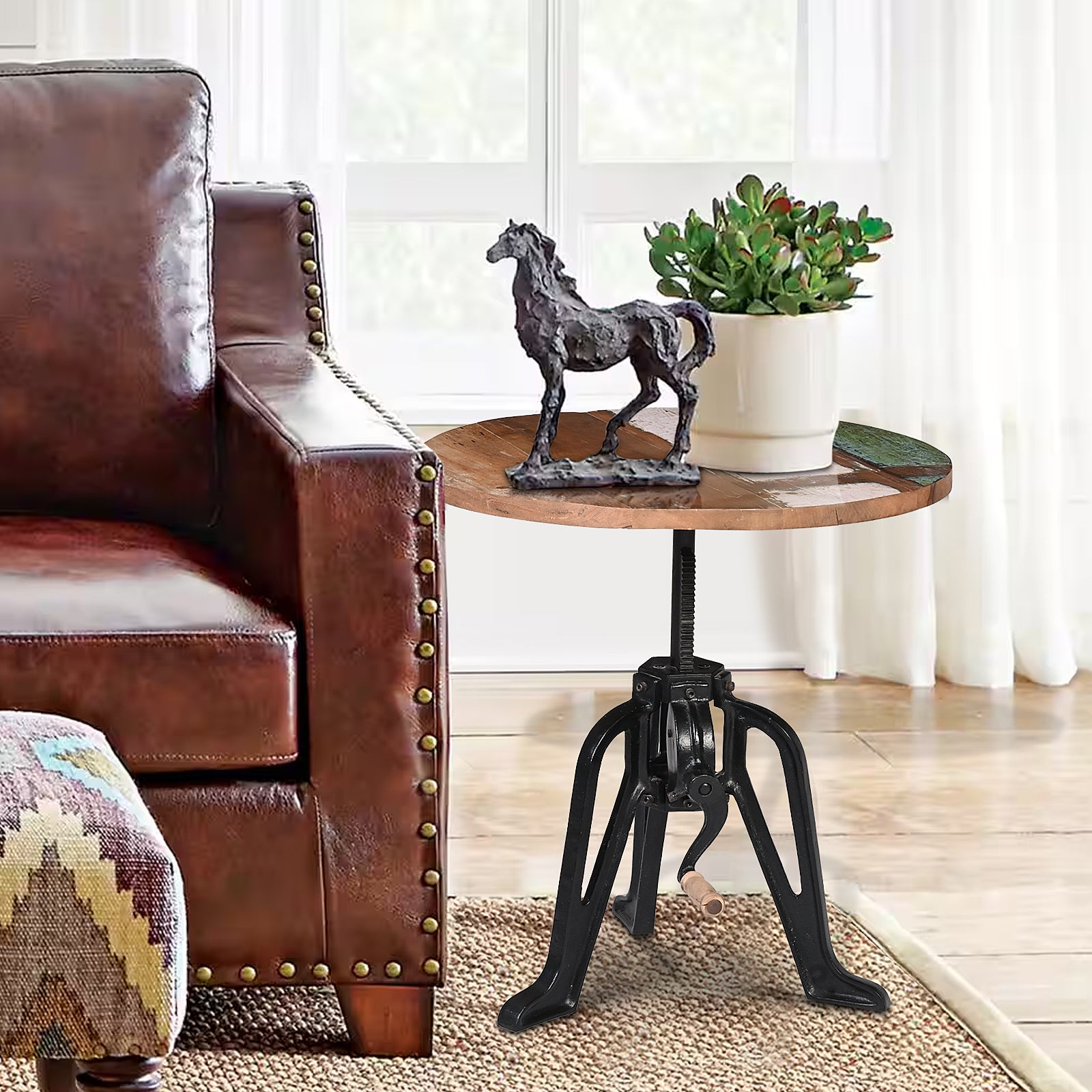 Industrial Crank Bar Table with Adjustable Height | Furniba