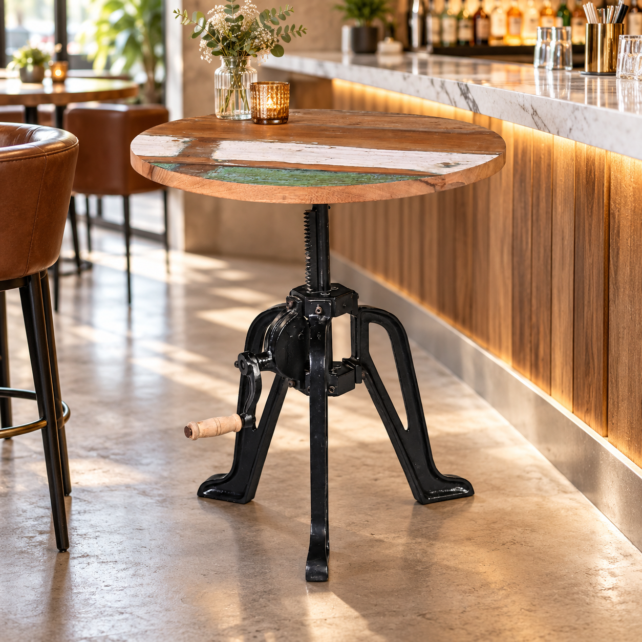 Industrial Crank Bar Table with Adjustable Height | Furniba