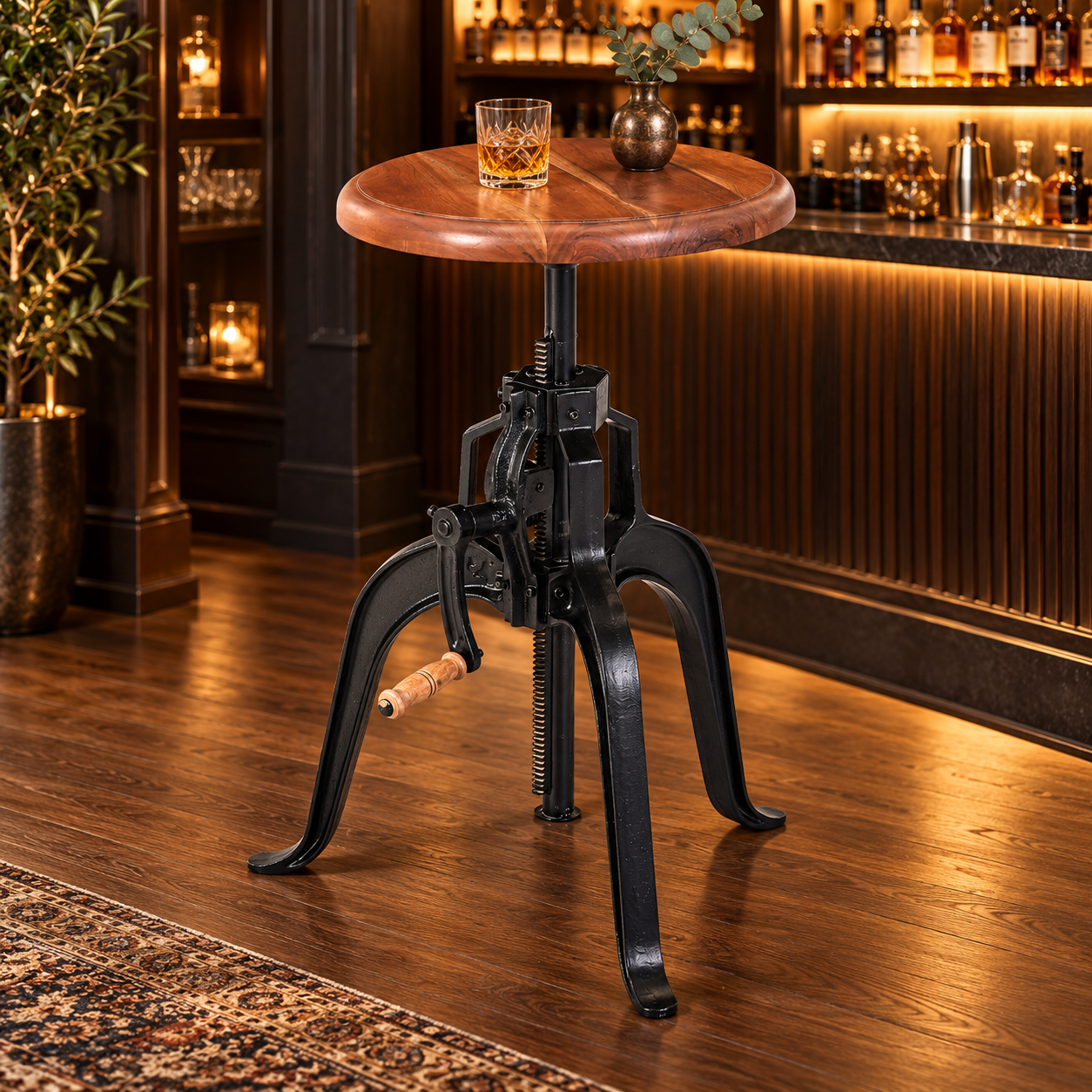 Industrial Crank Bar Table with Adjustable Height | Furniba