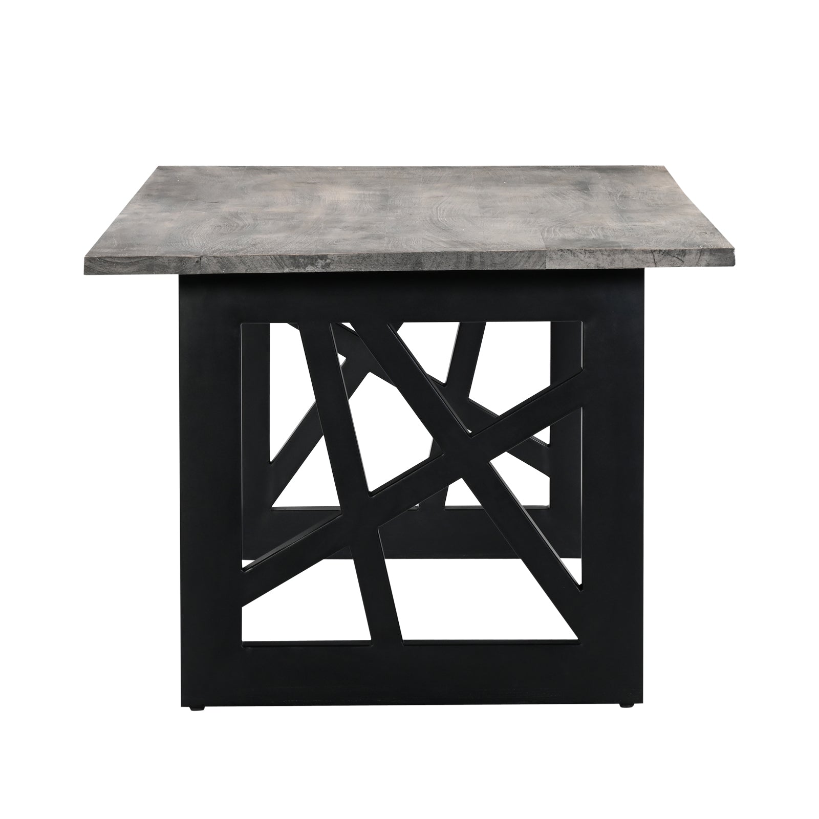 Industrial 5-Tier Wooden Bookcase with Geometric Black Metal Frame