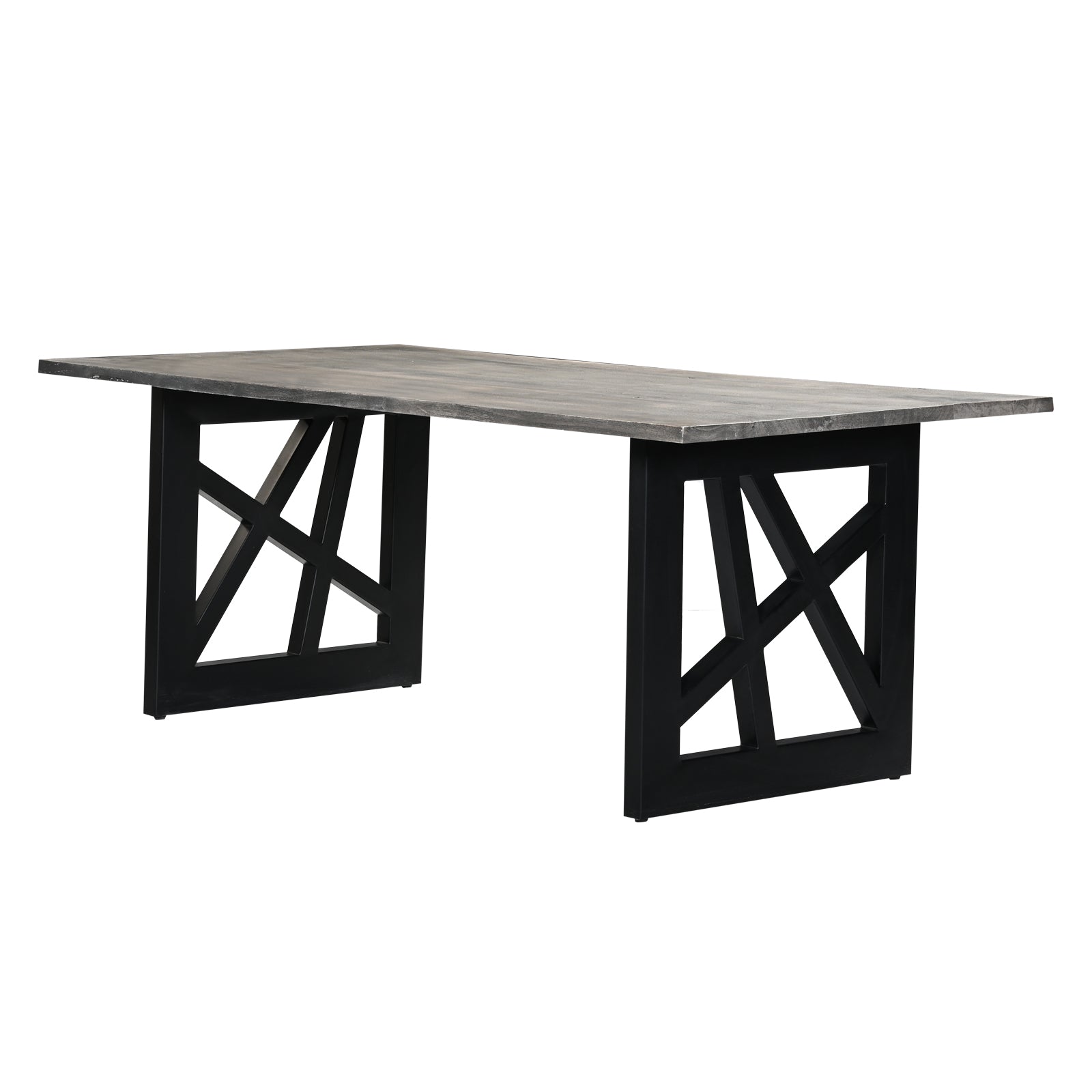 Industrial 5-Tier Wooden Bookcase with Geometric Black Metal Frame