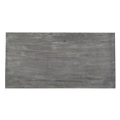 "Industrial Grey Wooden Dining Table with  Geometric Black Metal Legs"