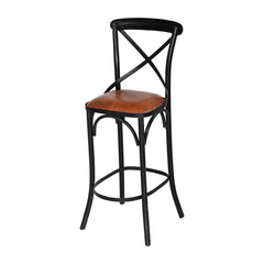 Metal Cross-Back Bar Chair – Crosston Leather-Look | Furniba