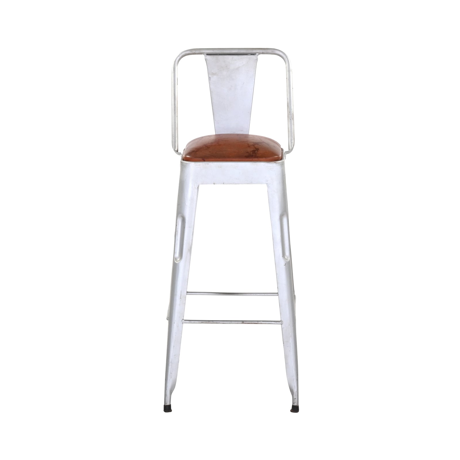 White Metal Bar Chair – Riverton Leather-Look Seat | Furniba