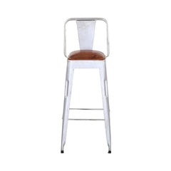 White Metal Bar Chair – Riverton Leather-Look Seat | Furniba