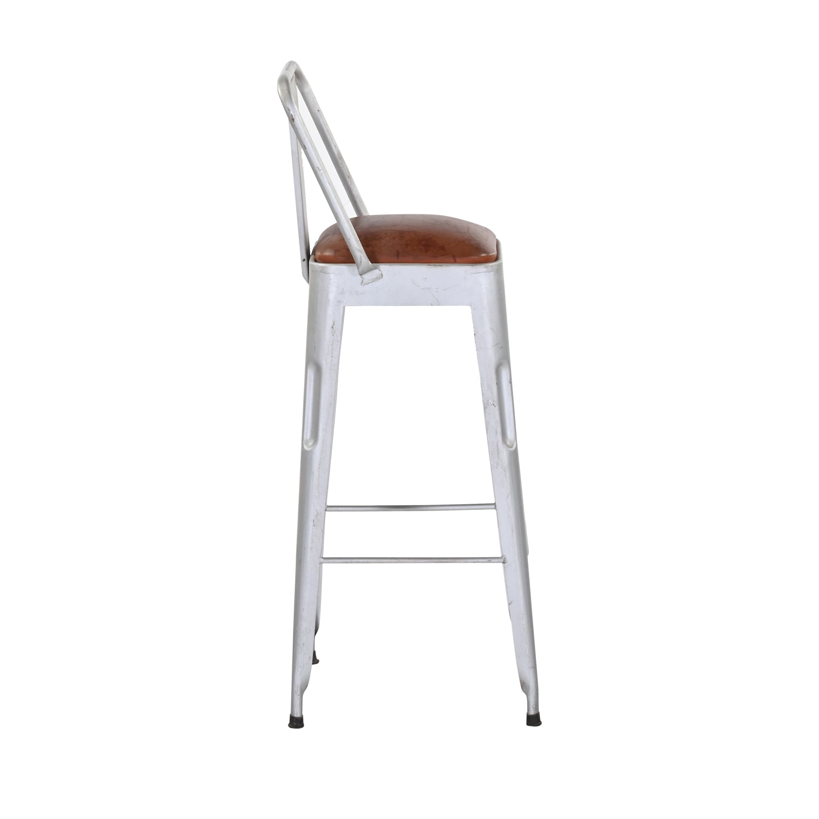 White Metal Bar Chair – Riverton Leather-Look Seat | Furniba