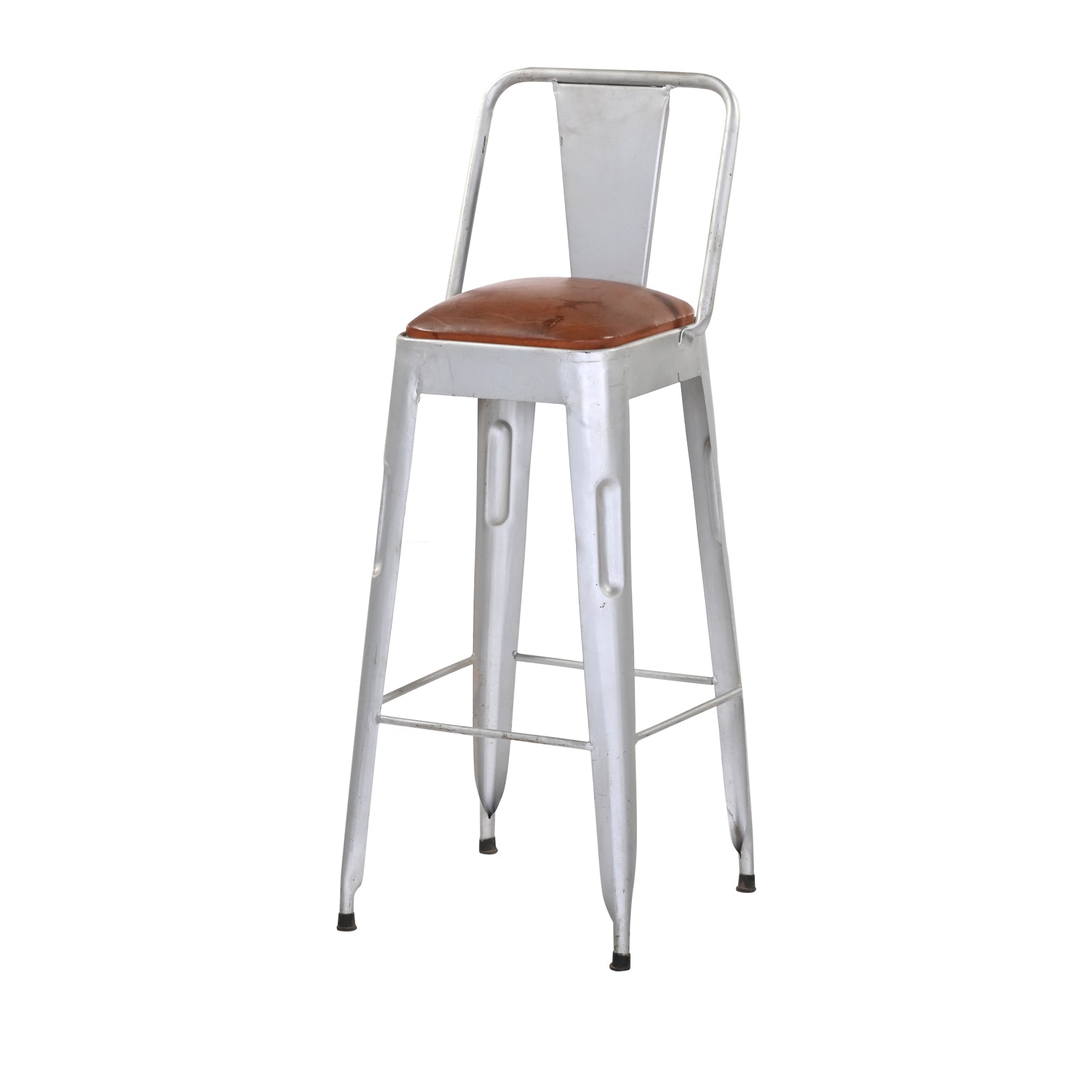 White Metal Bar Chair – Riverton Leather-Look Seat | Furniba