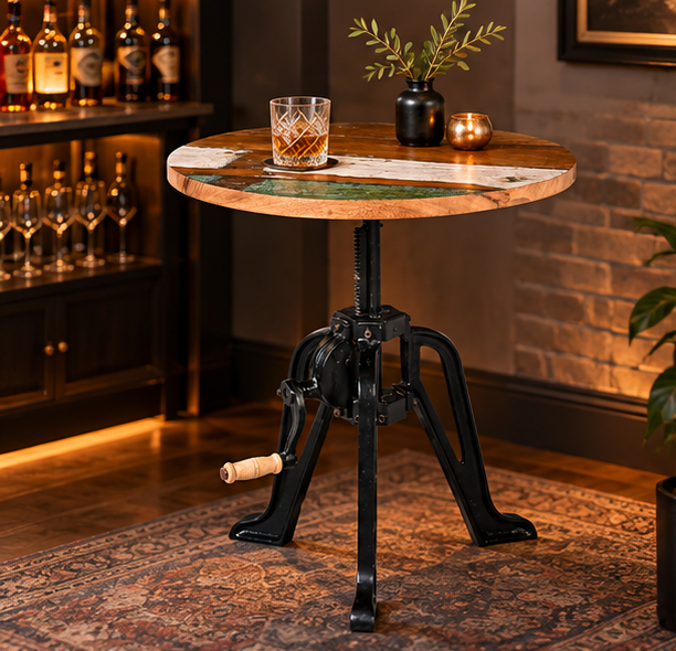 Industrial Crank Bar Table with Adjustable Height | Furniba