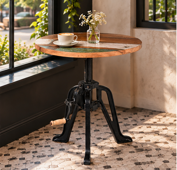 Industrial Crank Bar Table with Adjustable Height | Furniba