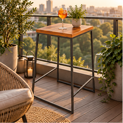 Wooden Bar Table – Square Top with Black Metal Frame | Furniba