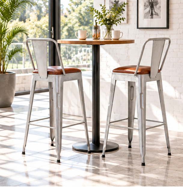White Metal Bar Chair – Riverton Leather-Look Seat | Furniba